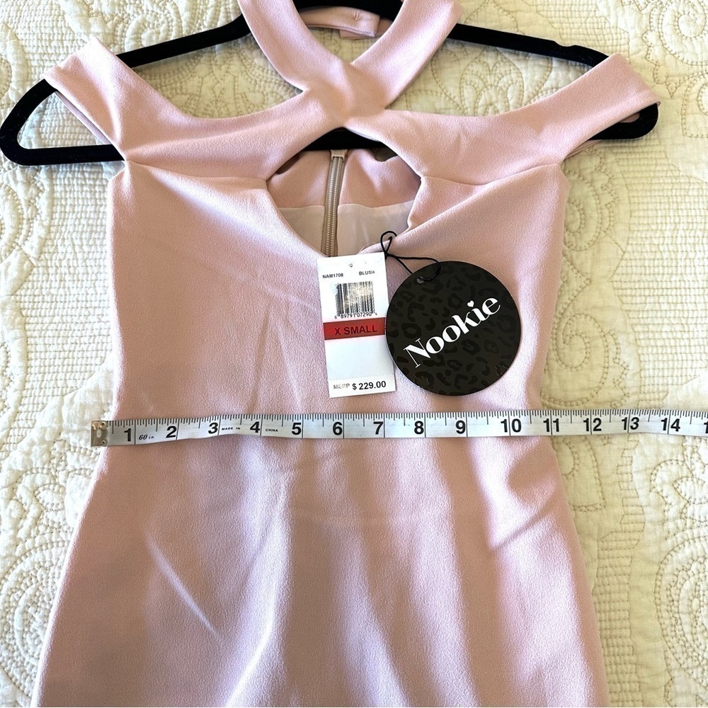 NWT NOOKIE designer blush bodycon form fitting dress - Hollywood midi - Picture 7 of 8